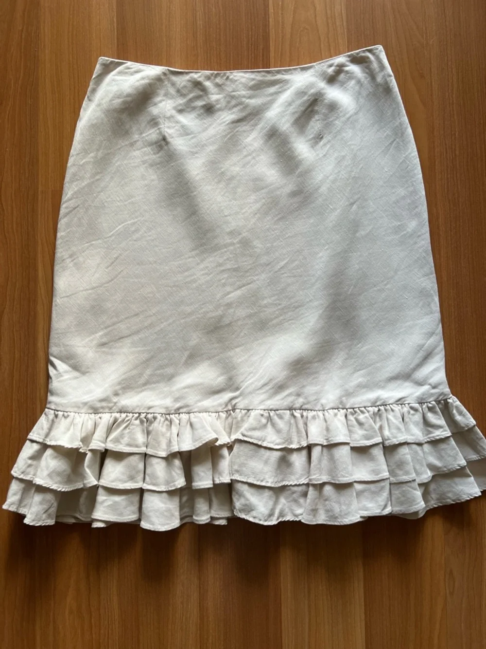 Ralph Lauren Black Label Ivory Silk Linen Ruffle Skirt 10P - Picture 2 of 8